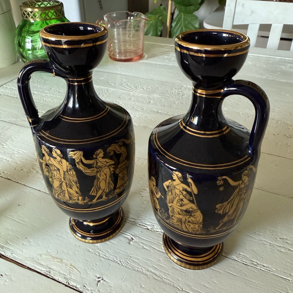 Greek Vase Hand Made 24k Gold Accents & Greek Gods Made by Neofitou Keramik